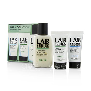 The Cool Crew Shave Essentials Kit: Multi-Action Face Wash 30ml + Cooling Shave Cream 30ml + Razor Burn Relief Ultra 100ml
